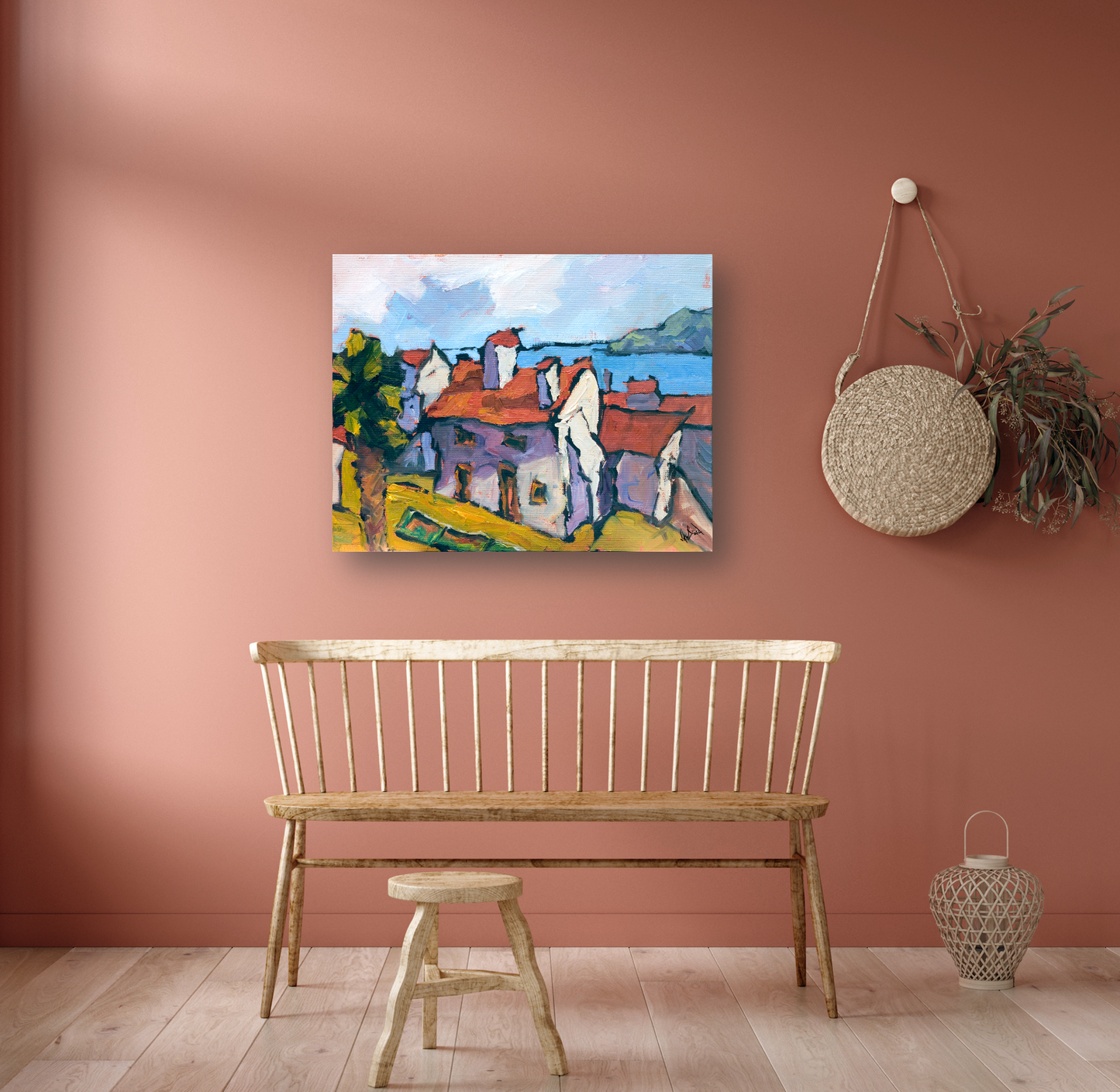 Villa by the Sea Artist Enhanced Canvas Print