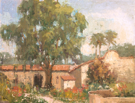 Vintage Spanish Villa Artist Enhanced Canvas Print