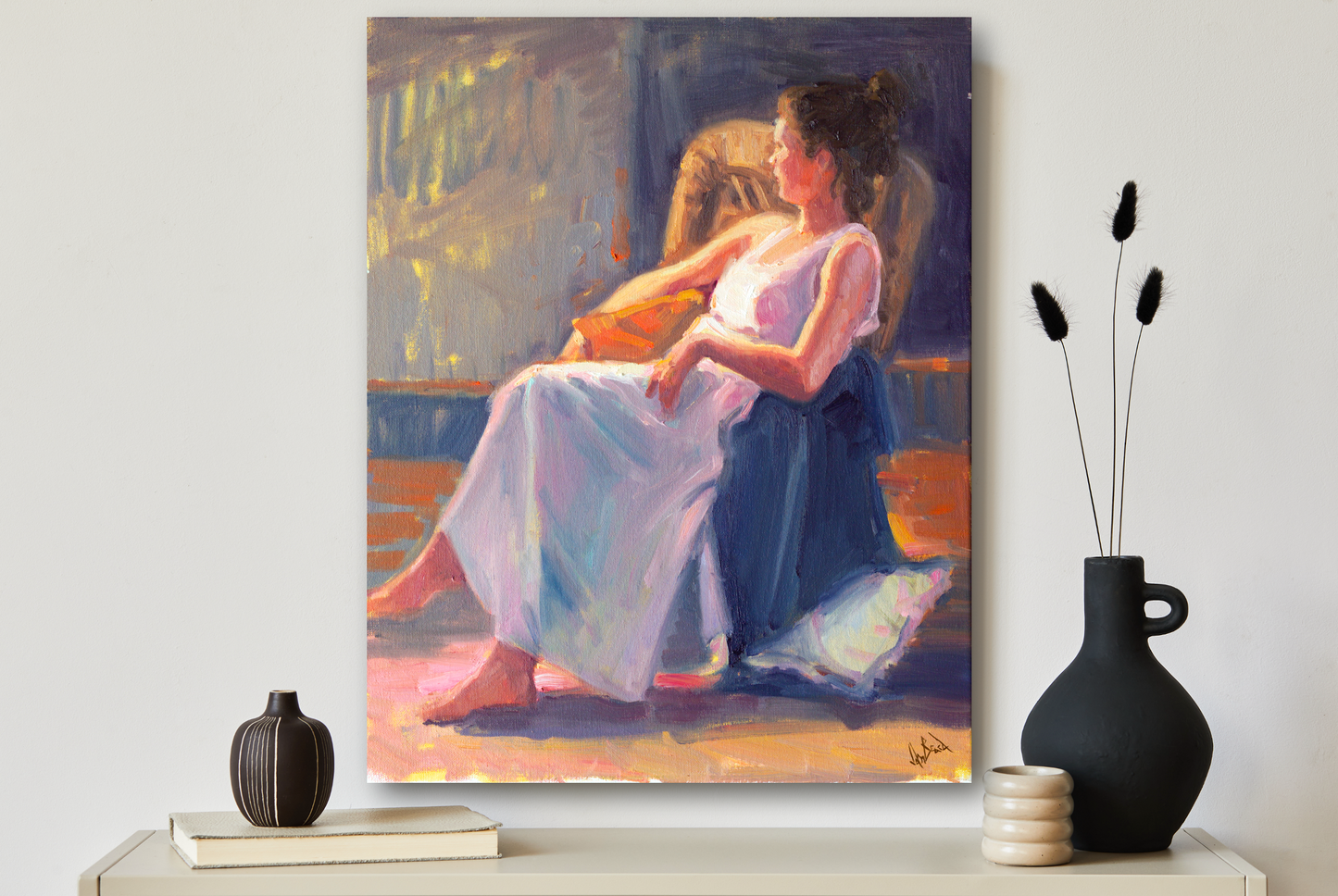 Waiting by the Window Artist Enhanced Canvas Print