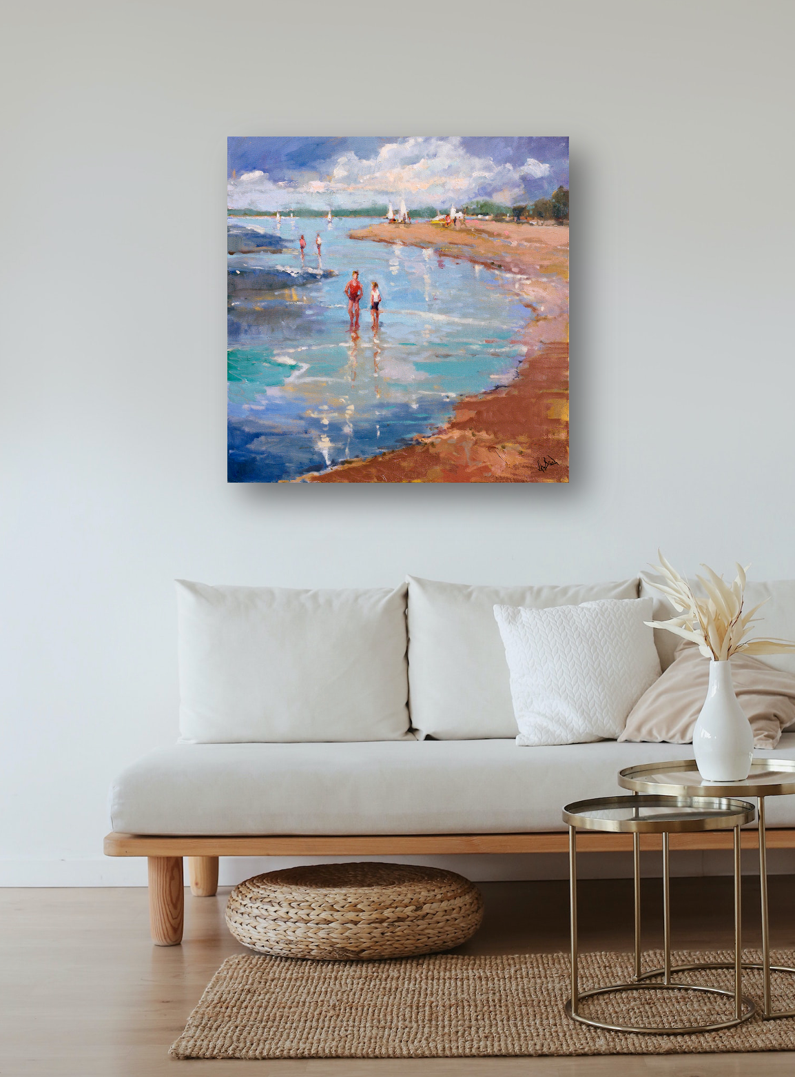 Walking in Lowtide Artist Canvas Enhanced Print