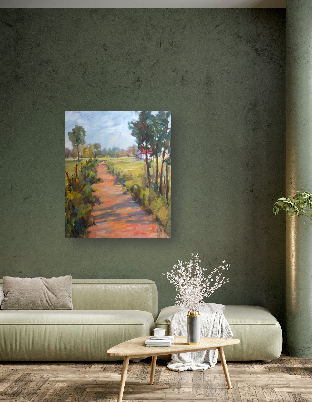 Walking in the Country I Artist Enhanced Canvas Print