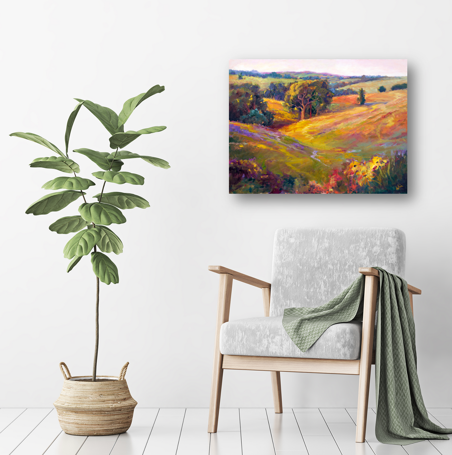 Wildflowers on Hillside Artist Enhanced Canvas Print