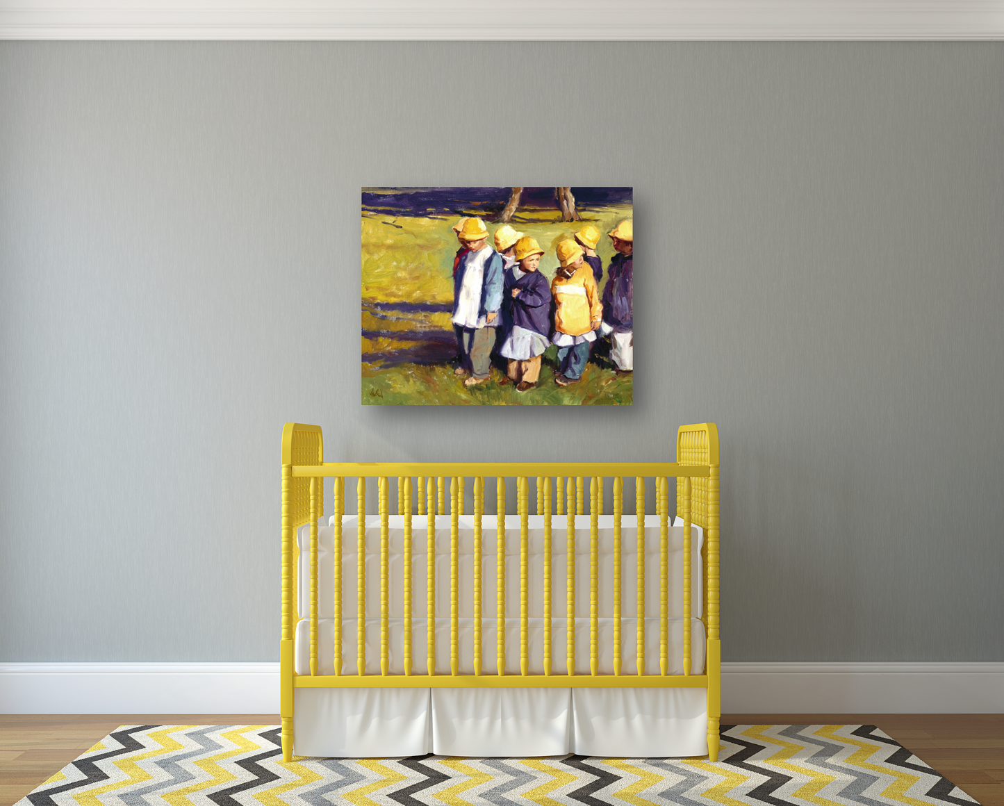 Yellow Rain Hats Artist Enhanced Canvas Print