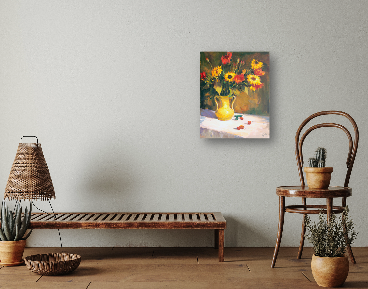 Yellow Vase Artist Enhanced Canvas Print