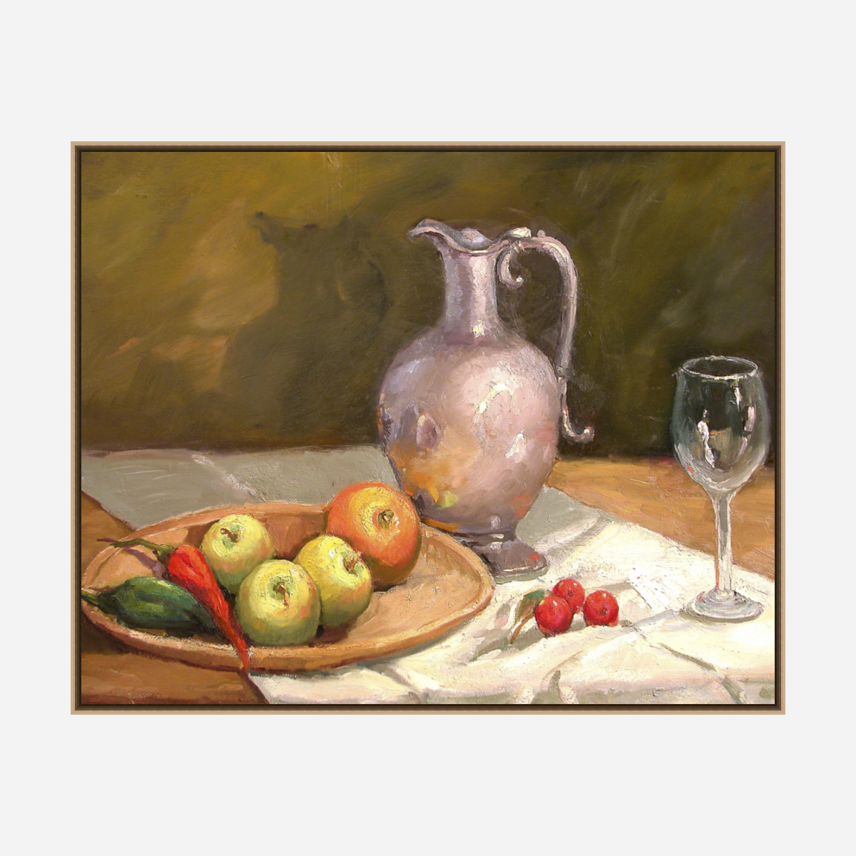 Apples on Table Artist Enhanced Canvas Print