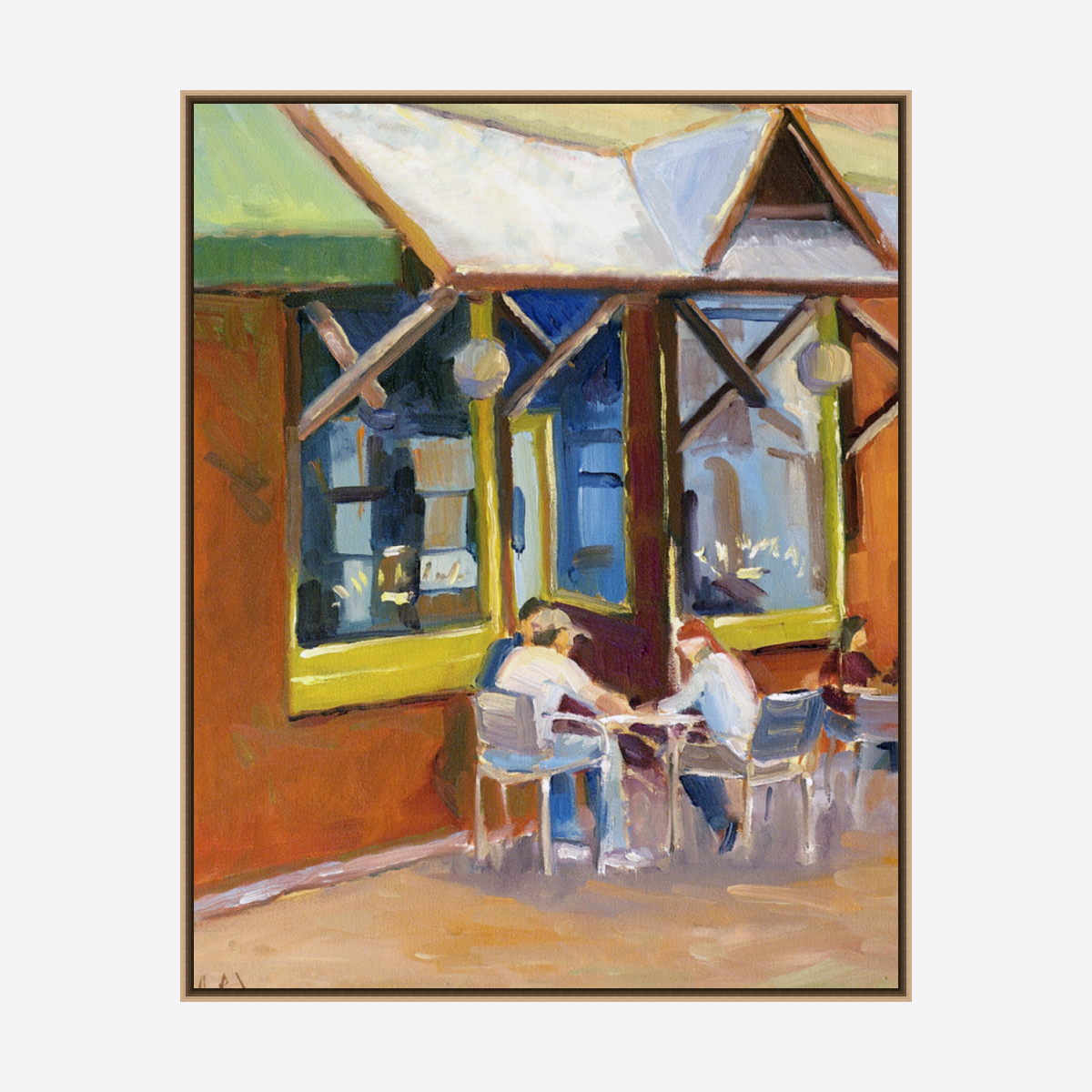 Athens Cafe Artist Enhanced Canvas Print