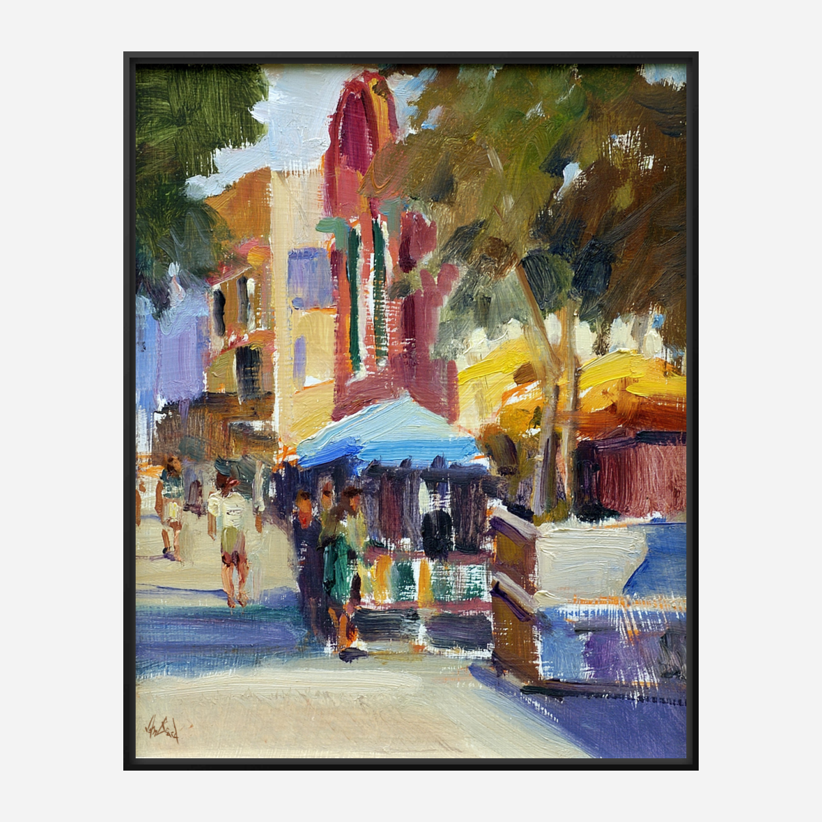 Athens Cafe Artist Enhanced Canvas Print