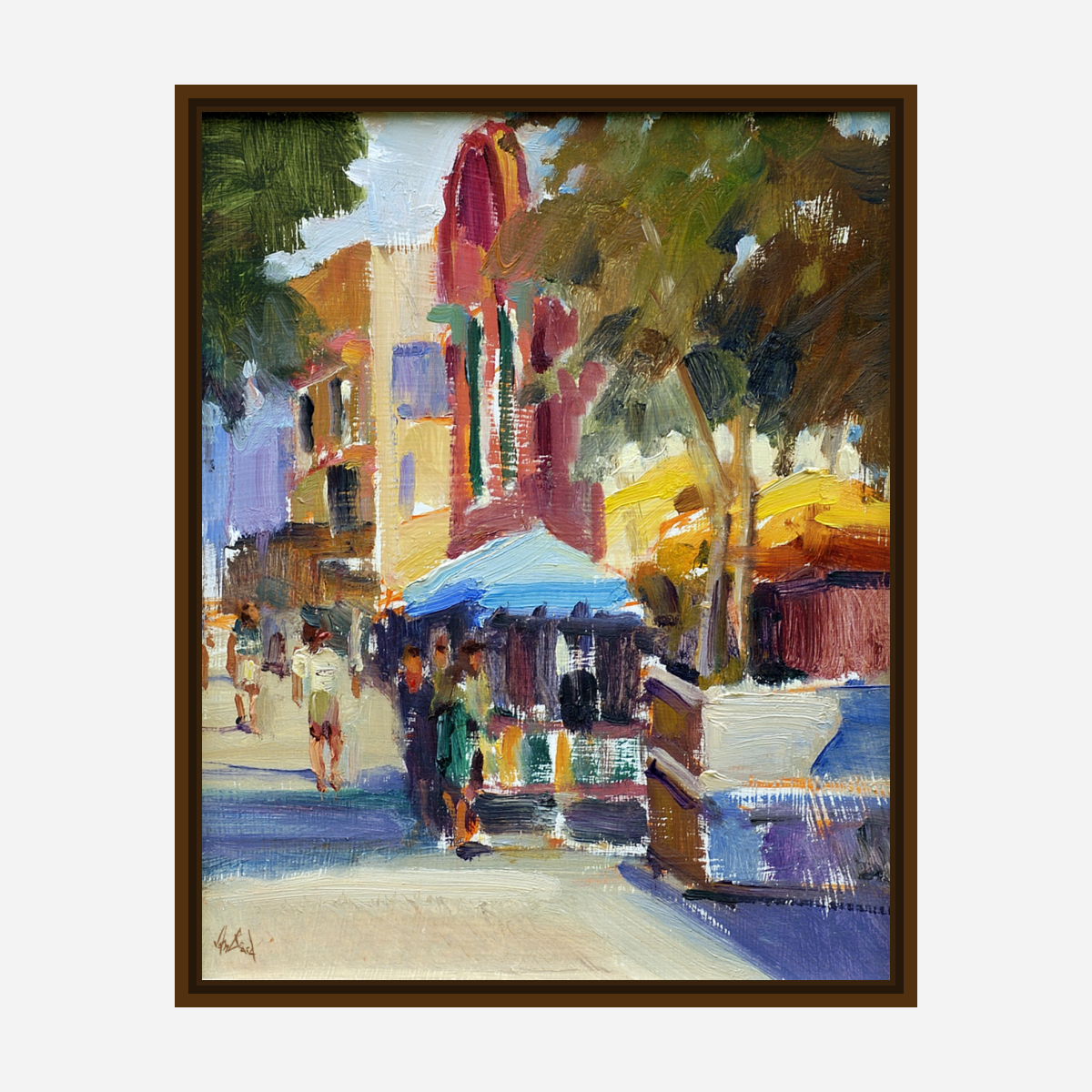 Athens Cafe Artist Enhanced Canvas Print