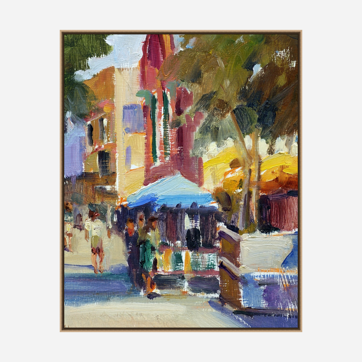 Athens Cafe Artist Enhanced Canvas Print