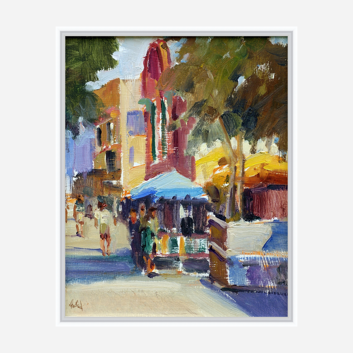 Athens Cafe Artist Enhanced Canvas Print