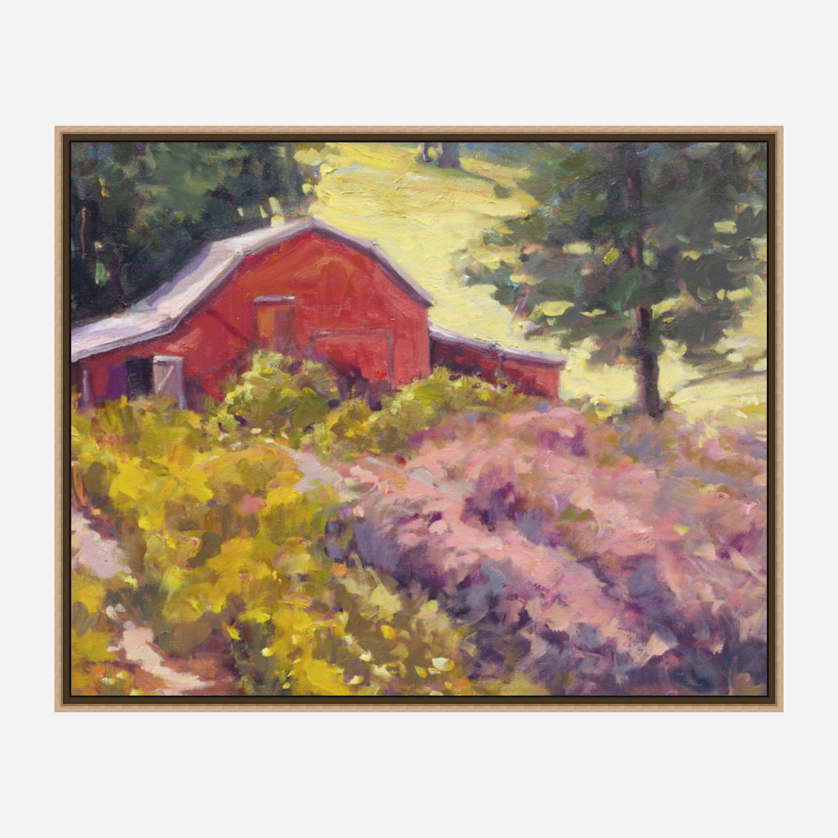 Barn on a Hillside Artist Enhanced Canvas Print