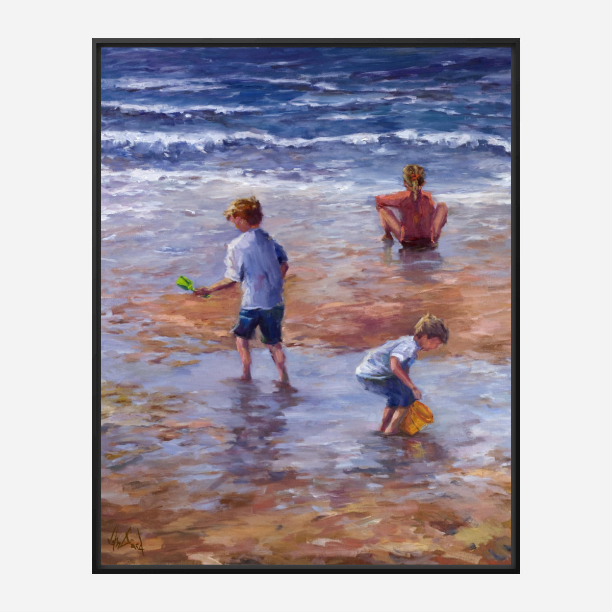 Beach Play Artist Enhanced Canvas Print