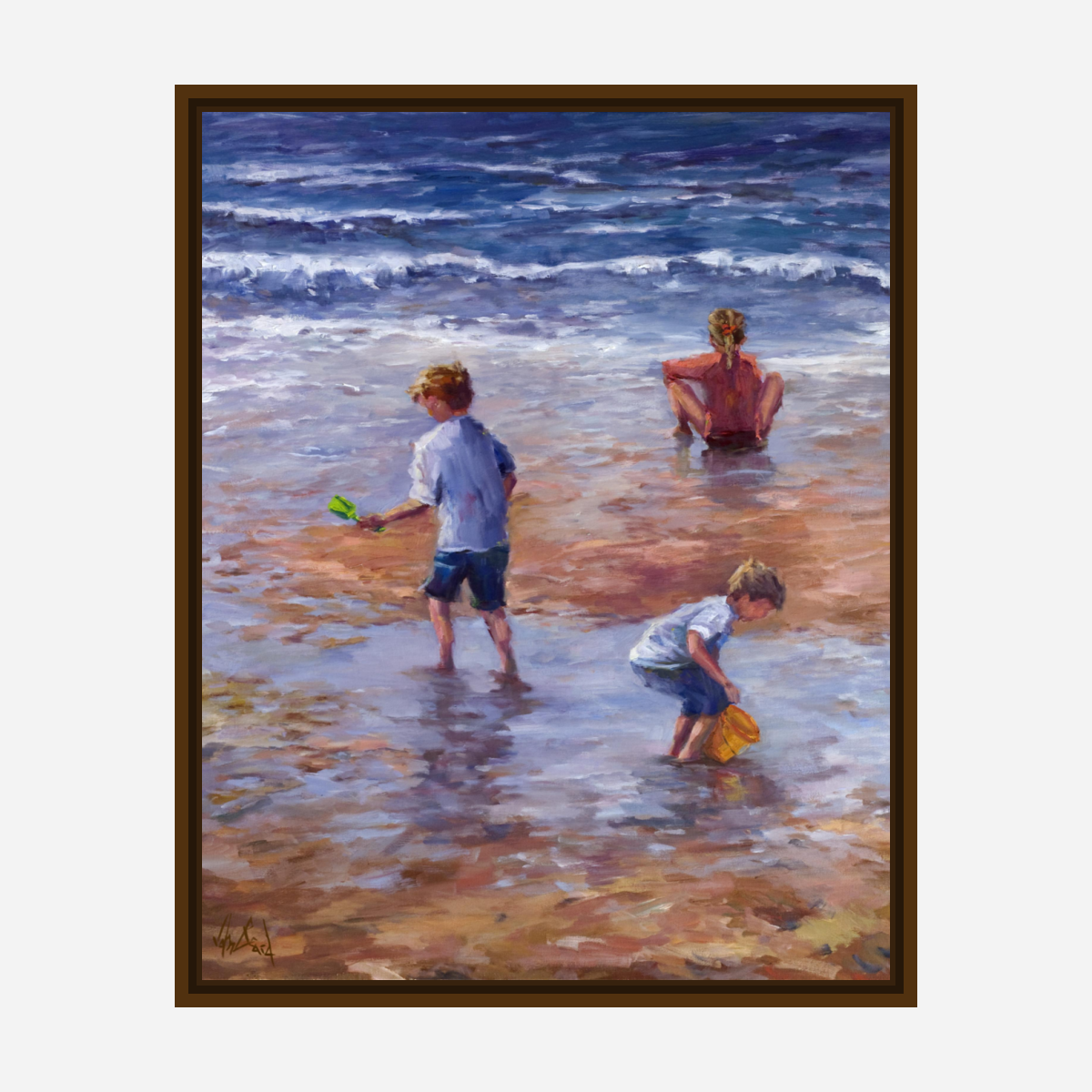 Beach Play Artist Enhanced Canvas Print