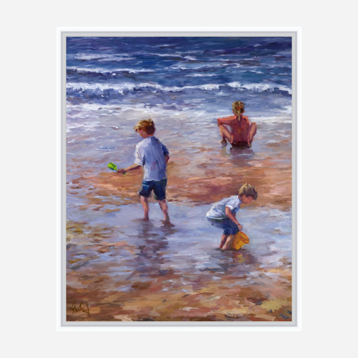 Beach Play Artist Enhanced Canvas Print