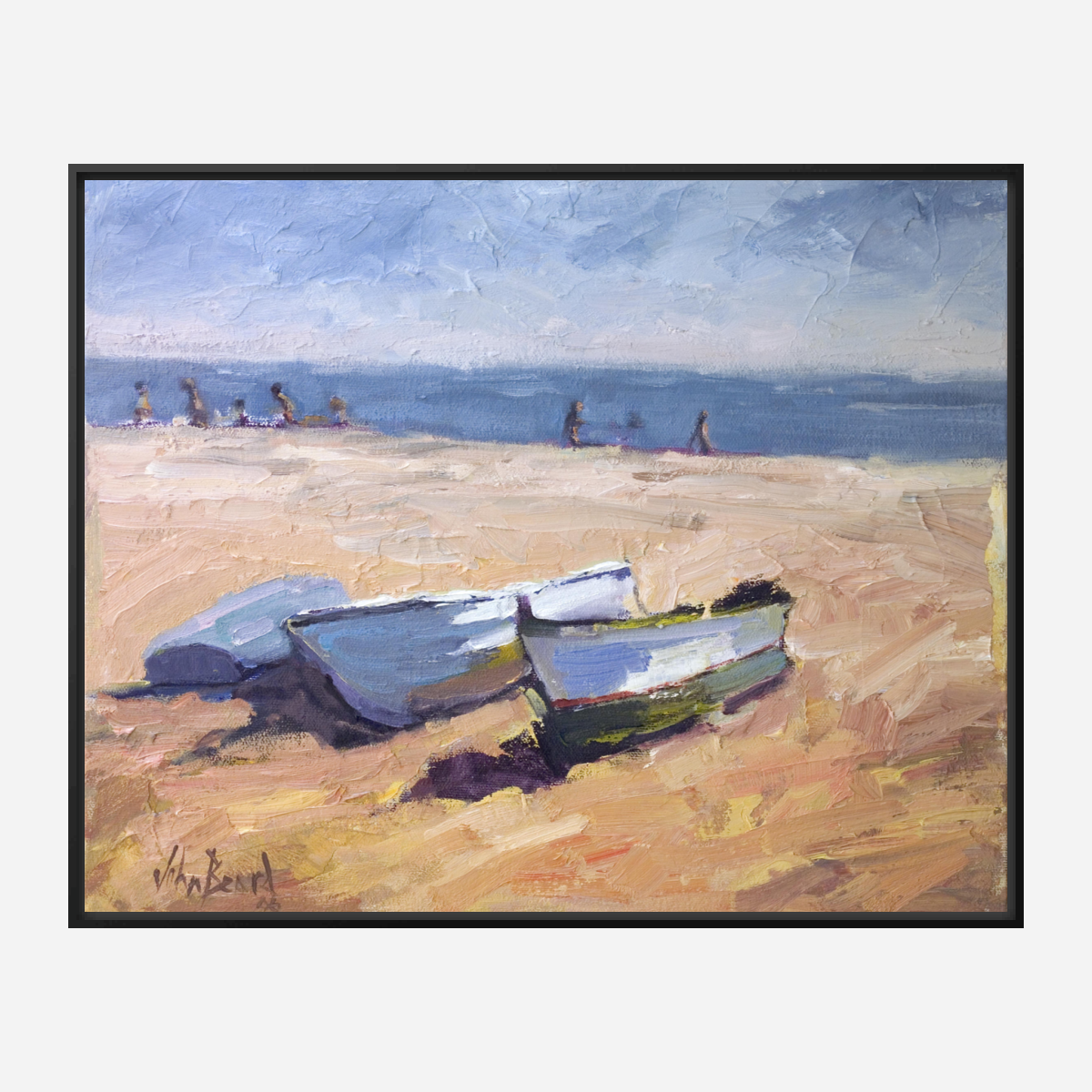 Boats on the Beach Artist Enhanced Canvas Print