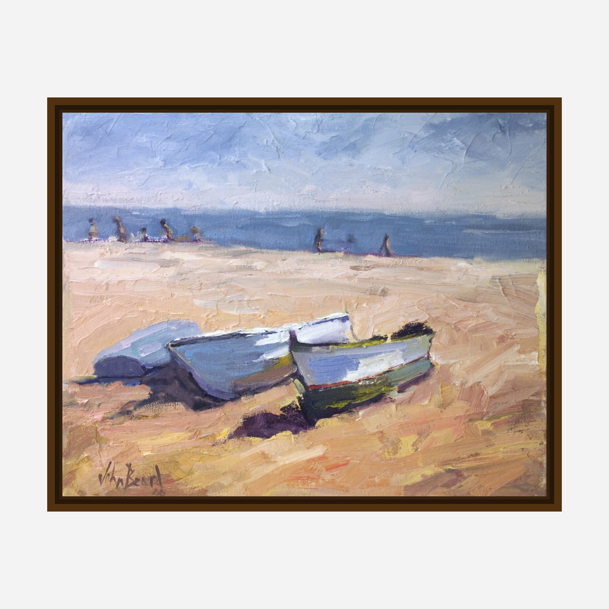 Boats on the Beach Artist Enhanced Canvas Print