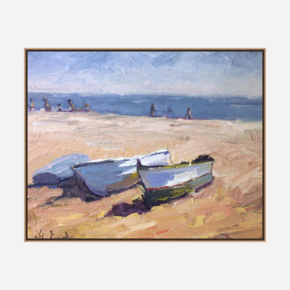 Boats on the Beach Artist Enhanced Canvas Print