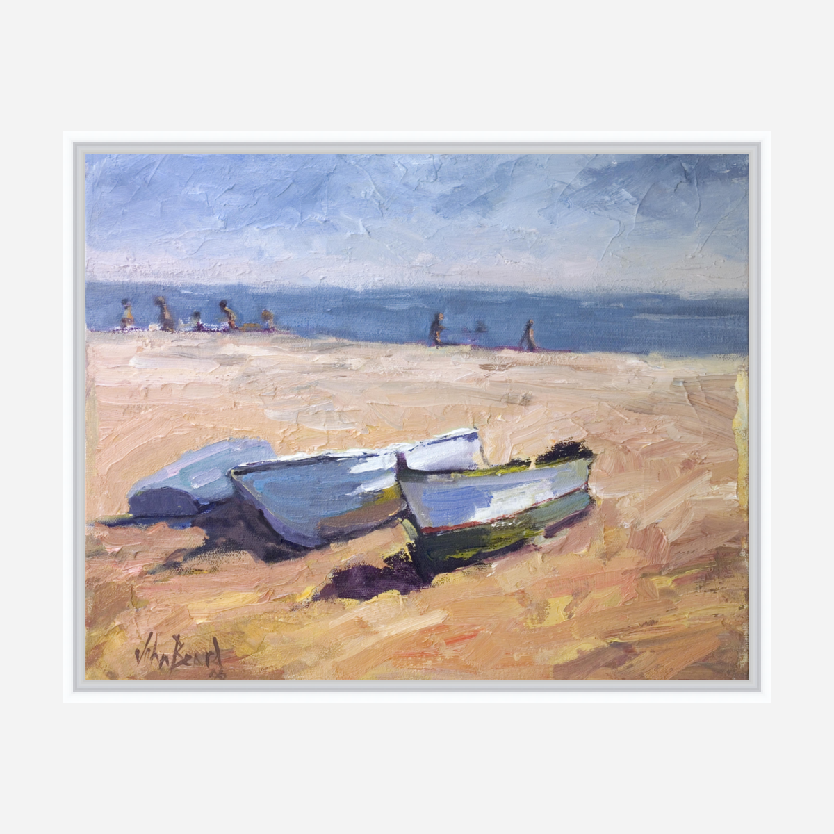 Boats on the Beach Artist Enhanced Canvas Print