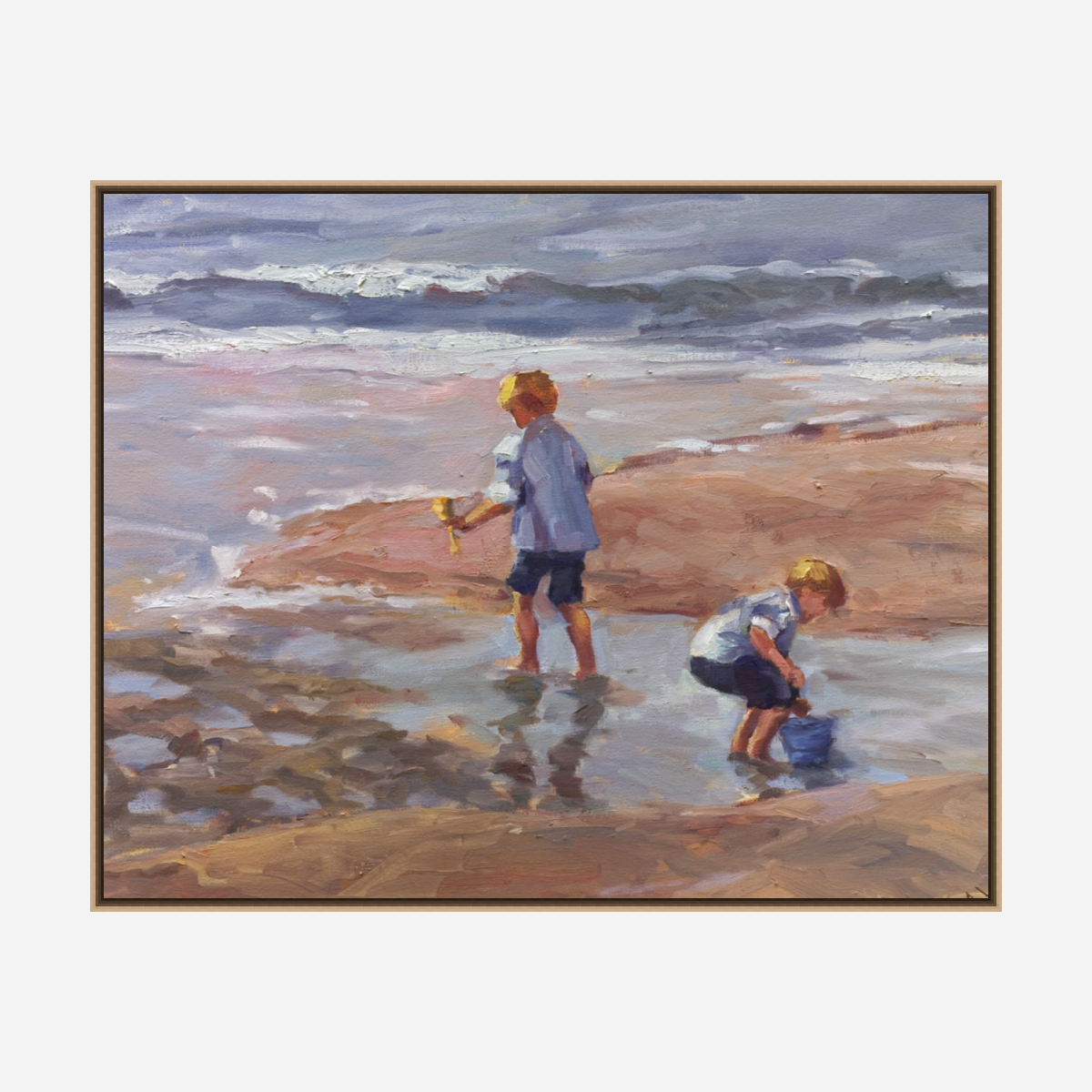 Boys on the Beach Artist Enhanced Canvas Print