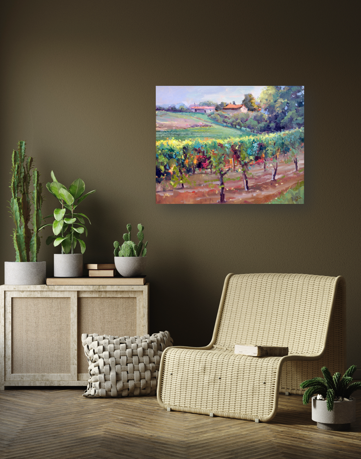 Charentes Vineyard Artist Enhanced Canvas Print