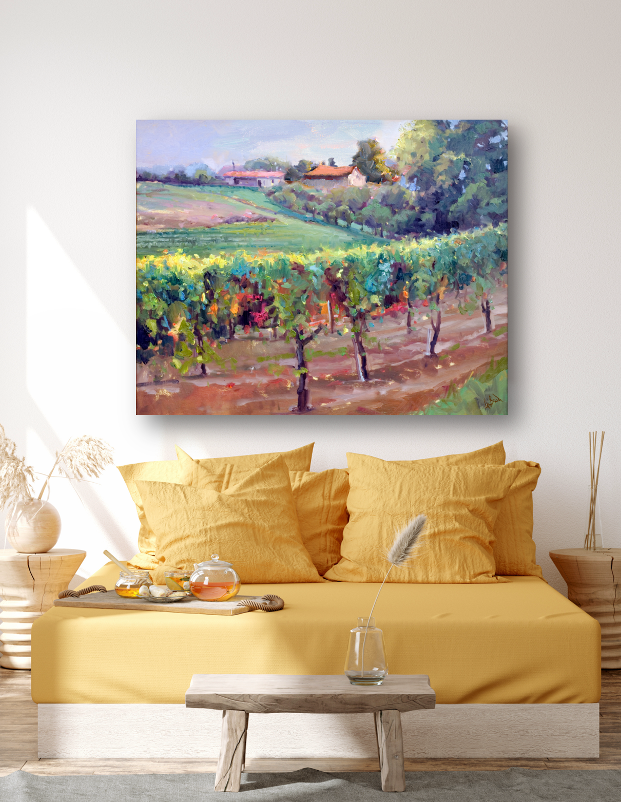 Charentes Vineyard Artist Enhanced Canvas Print