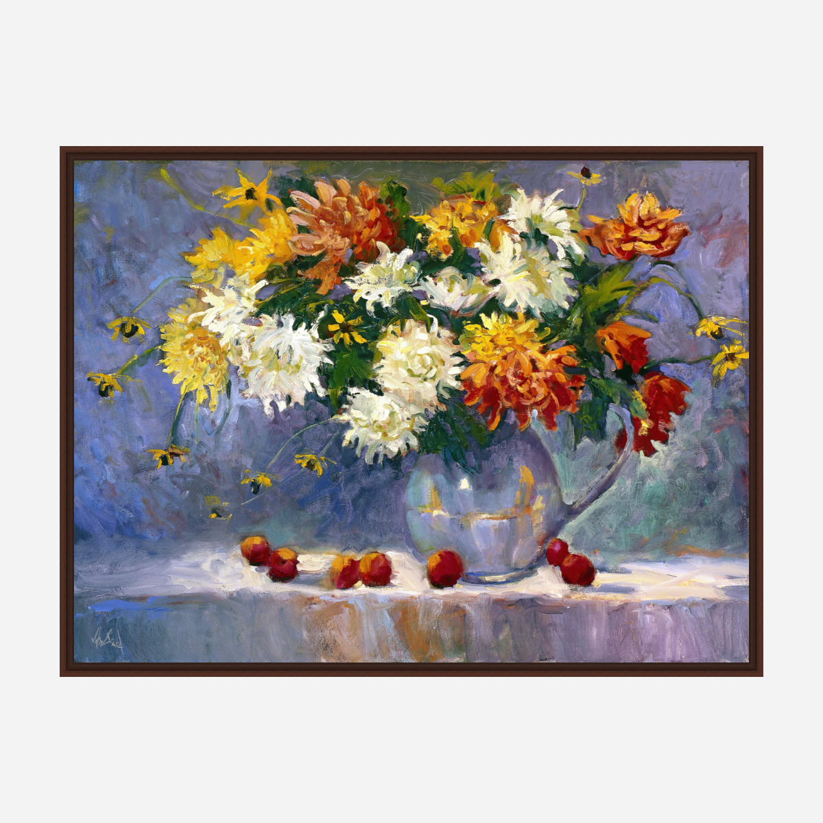 Chrysanthemums Artist Enhanced Canvas Print