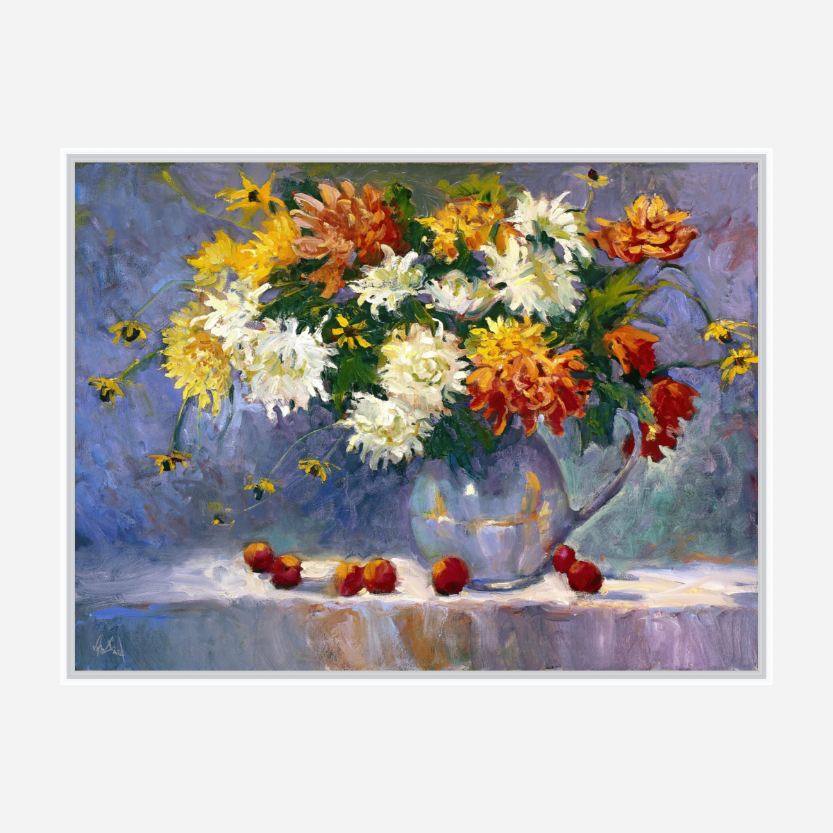 Chrysanthemums Artist Enhanced Canvas Print