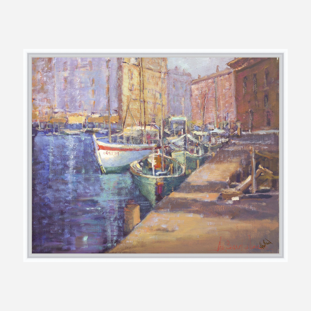 City Harbor Artist Enhanced Canvas Print