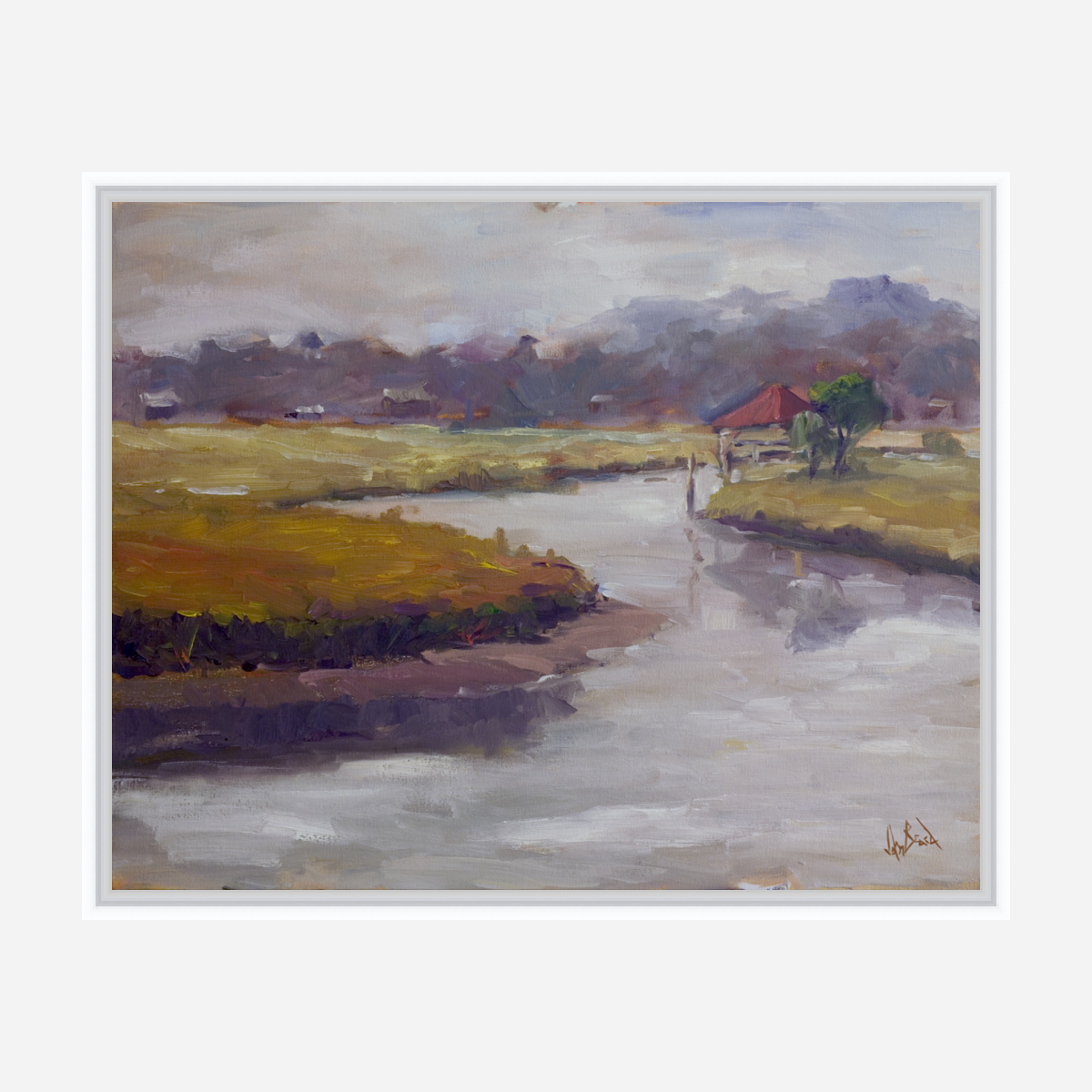 Cloudy Day on the Marsh Artist Enhanced Canvas Print