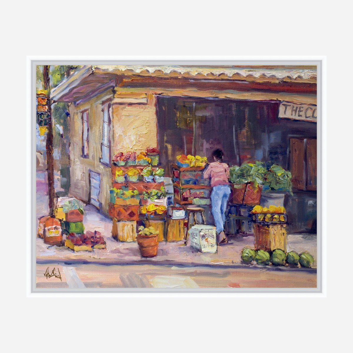 Corner Market Artist Enhanced Canvas Print