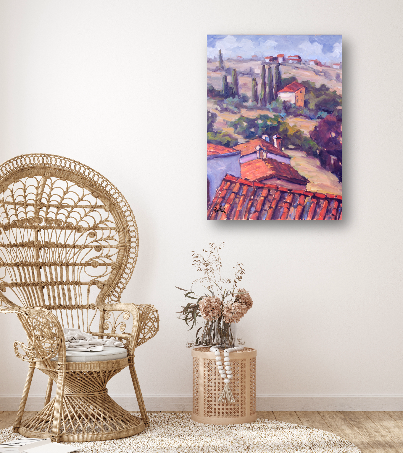 Cortona Landscape Artist Enhanced Canvas Print