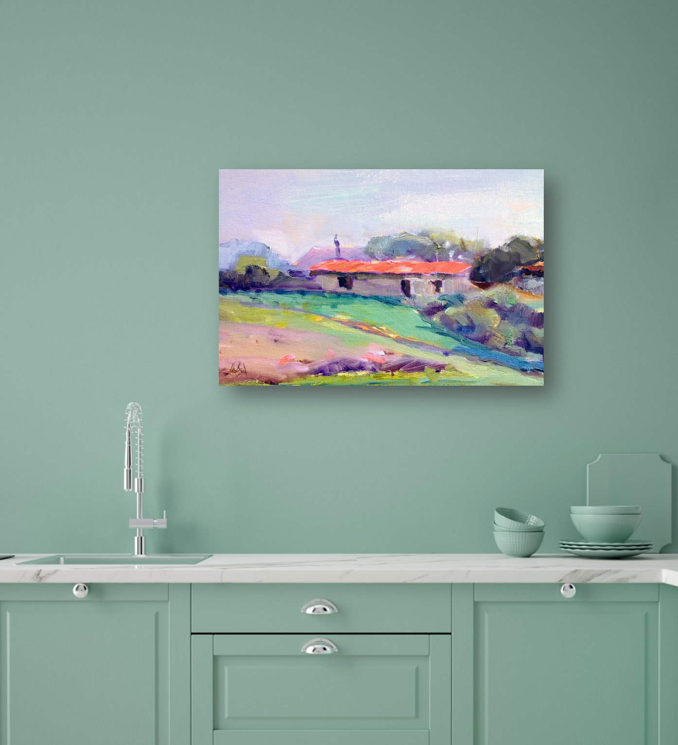 Cottage in the Country I Enhanced Canvas Print