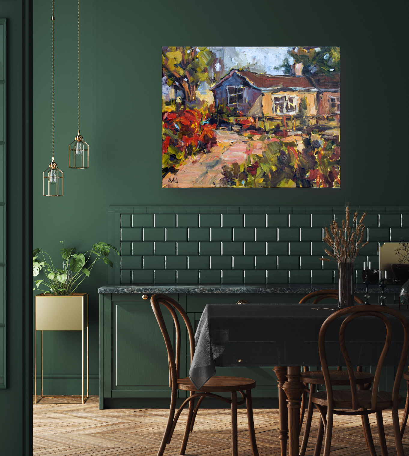 Cottage Path Artist Enhanced Canvas Print