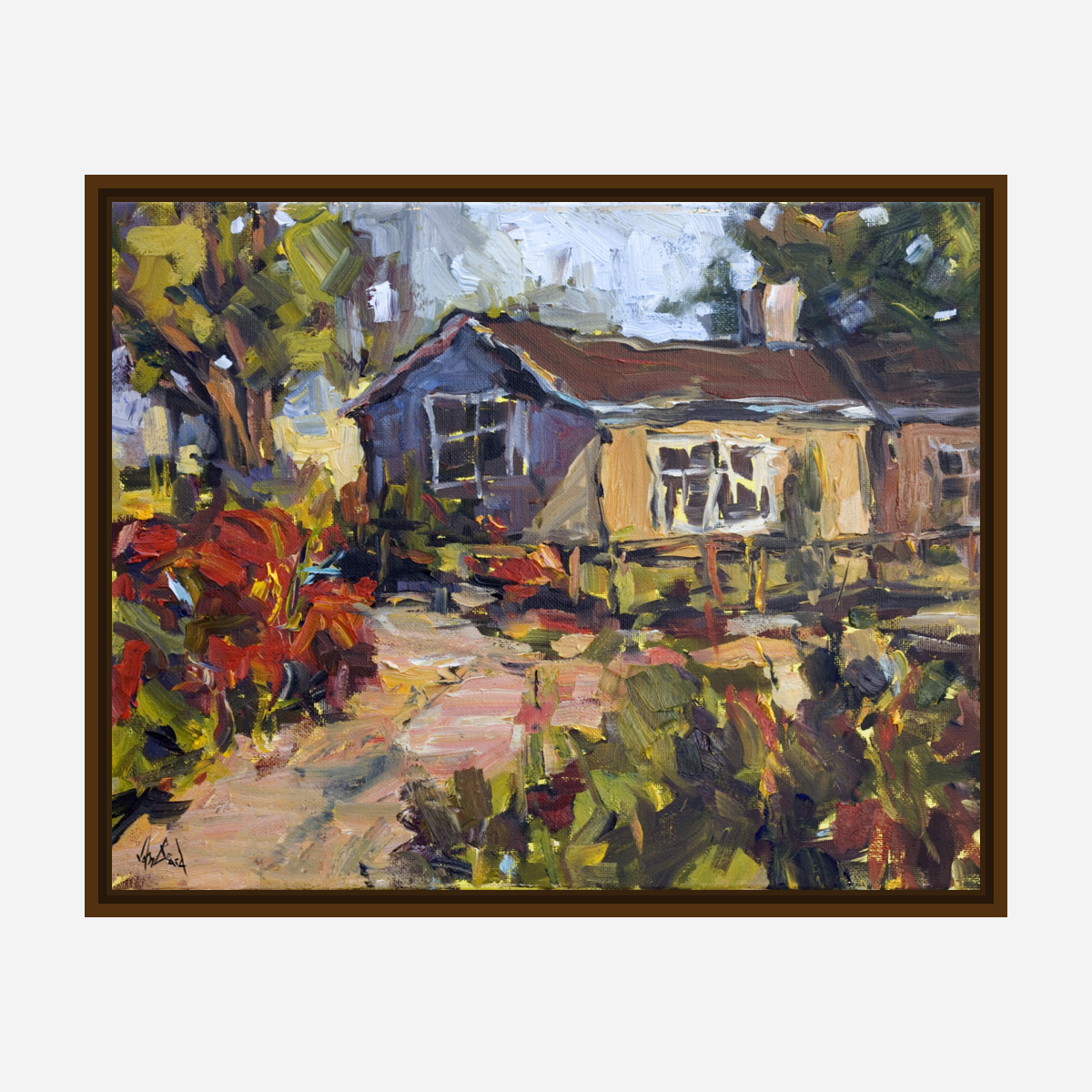 Cottage Path Artist Enhanced Canvas Print