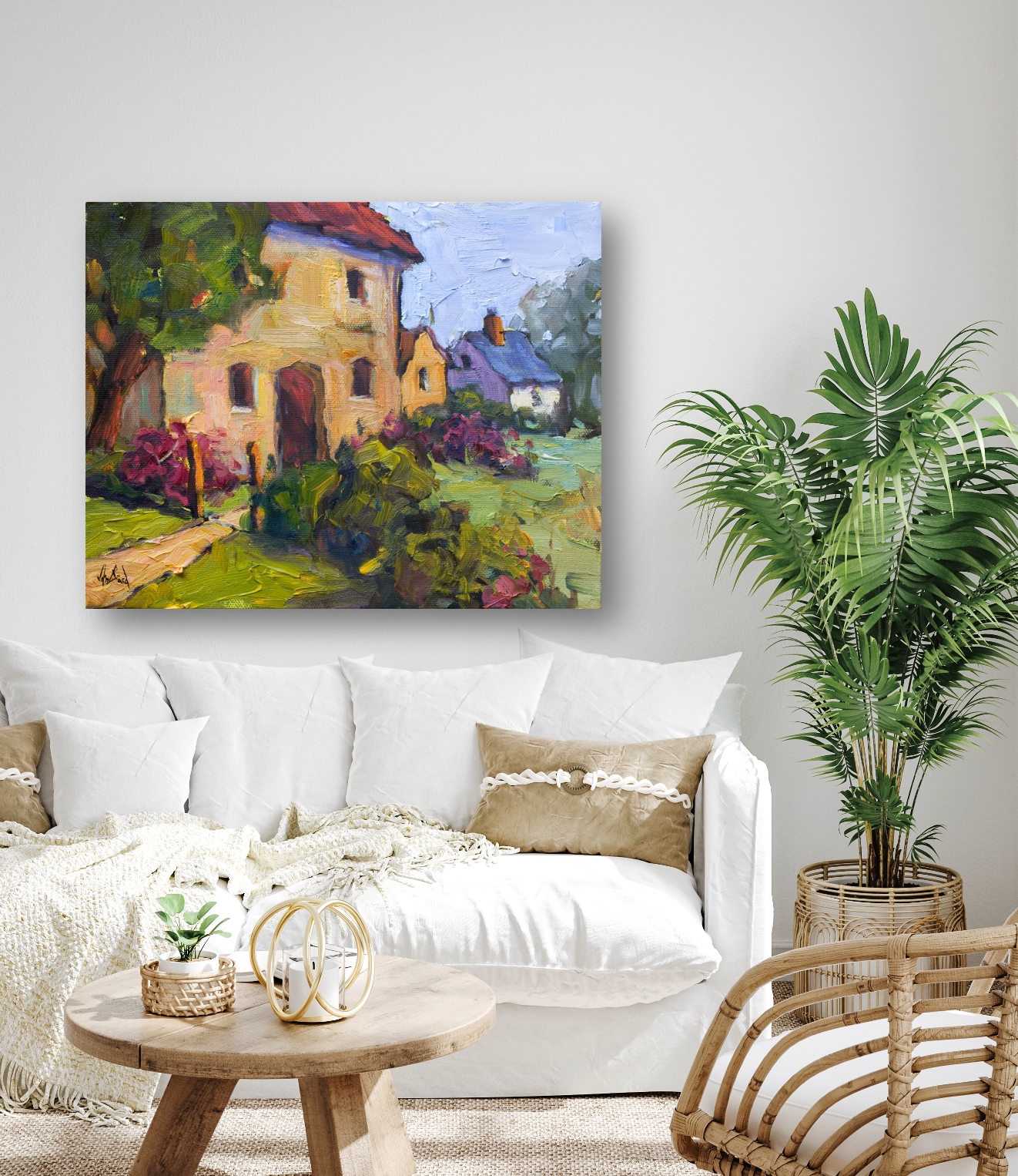 Cottages Enhanced Canvas Print