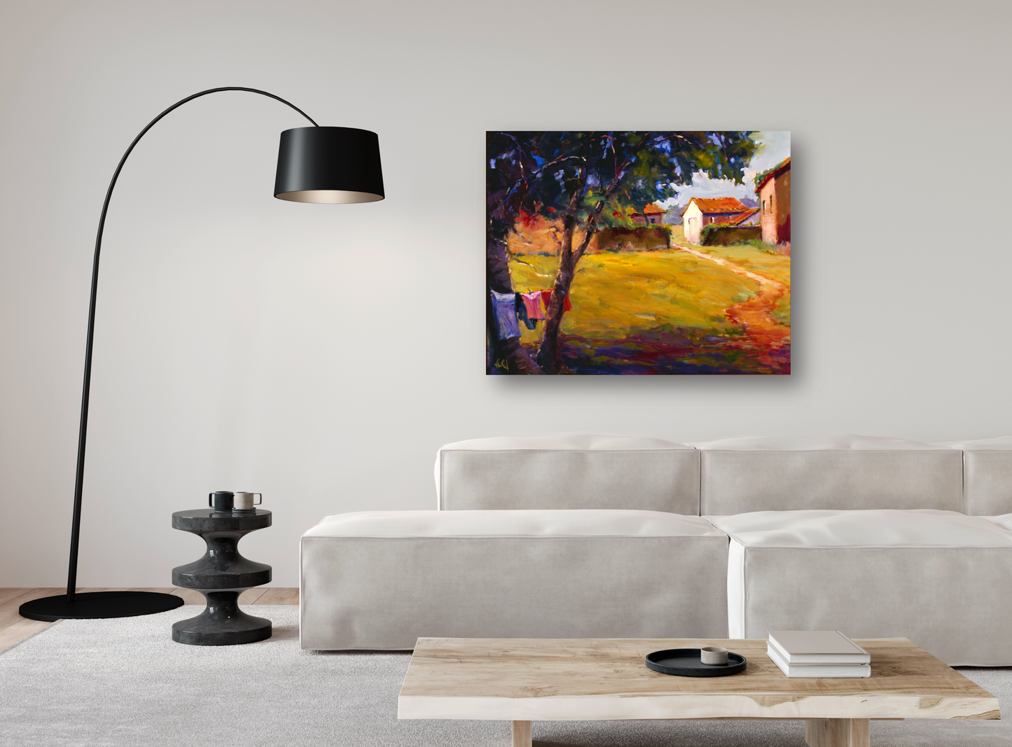 Country Cottage with Path Artist Enhanced Canvas Print