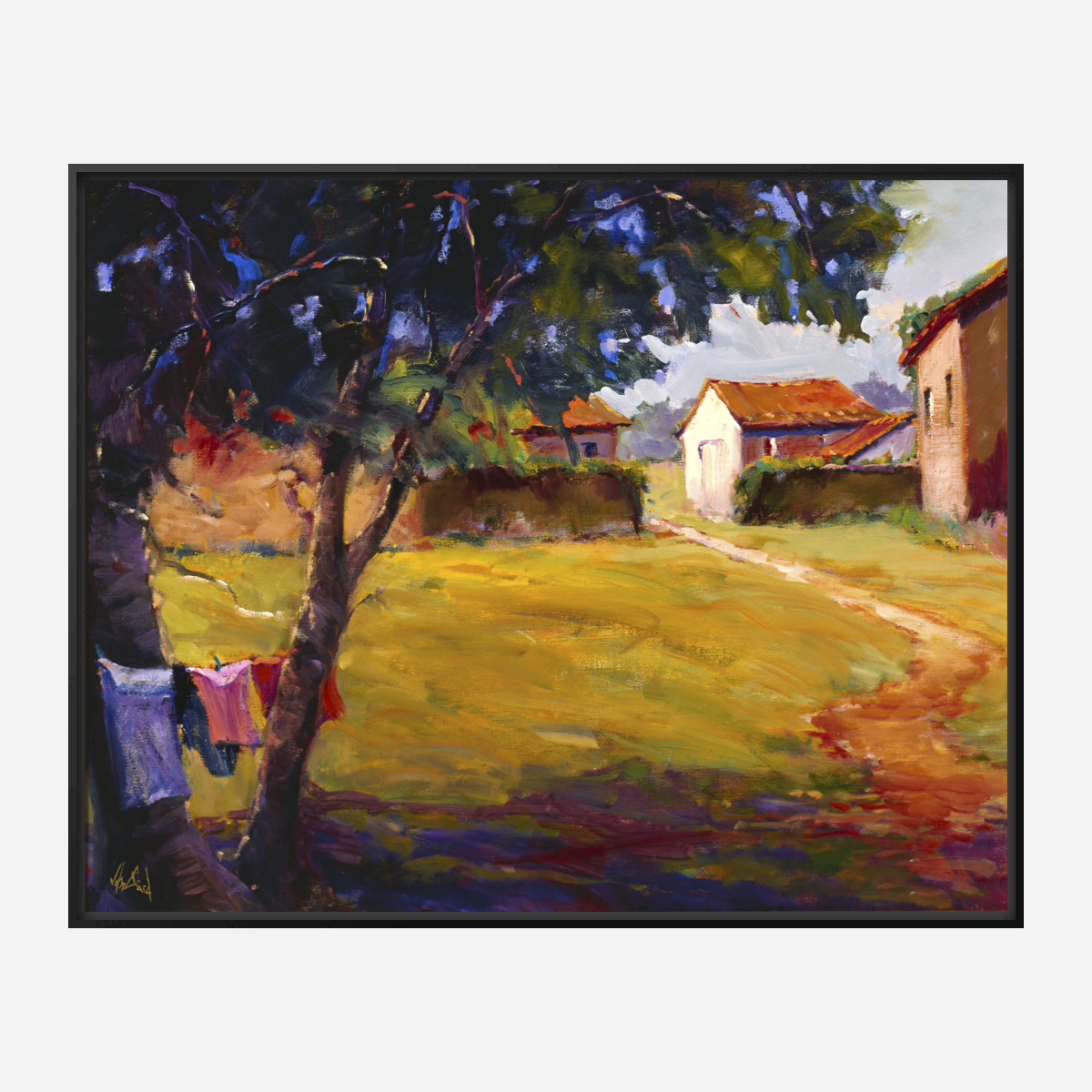 Country Cottage with Path Artist Enhanced Canvas Print