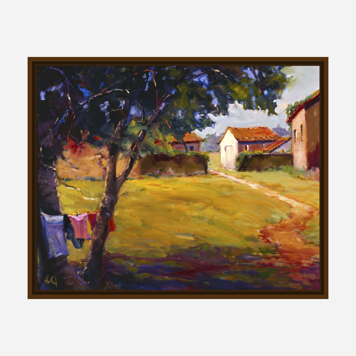 Country Cottage with Path Artist Enhanced Canvas Print