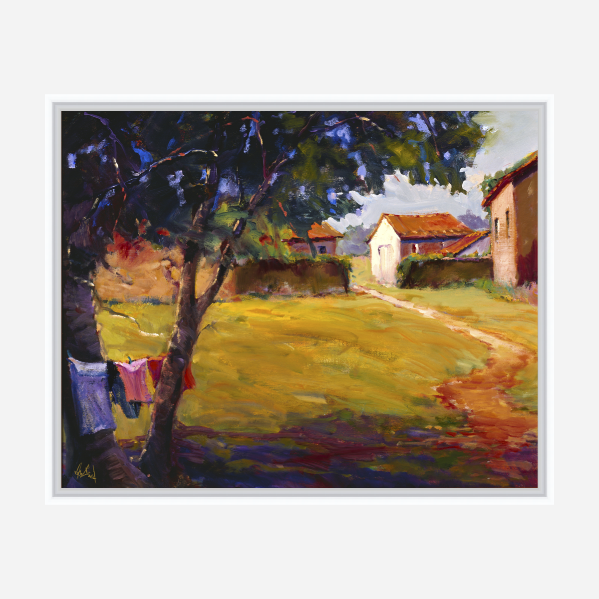 Country Cottage with Path Artist Enhanced Canvas Print