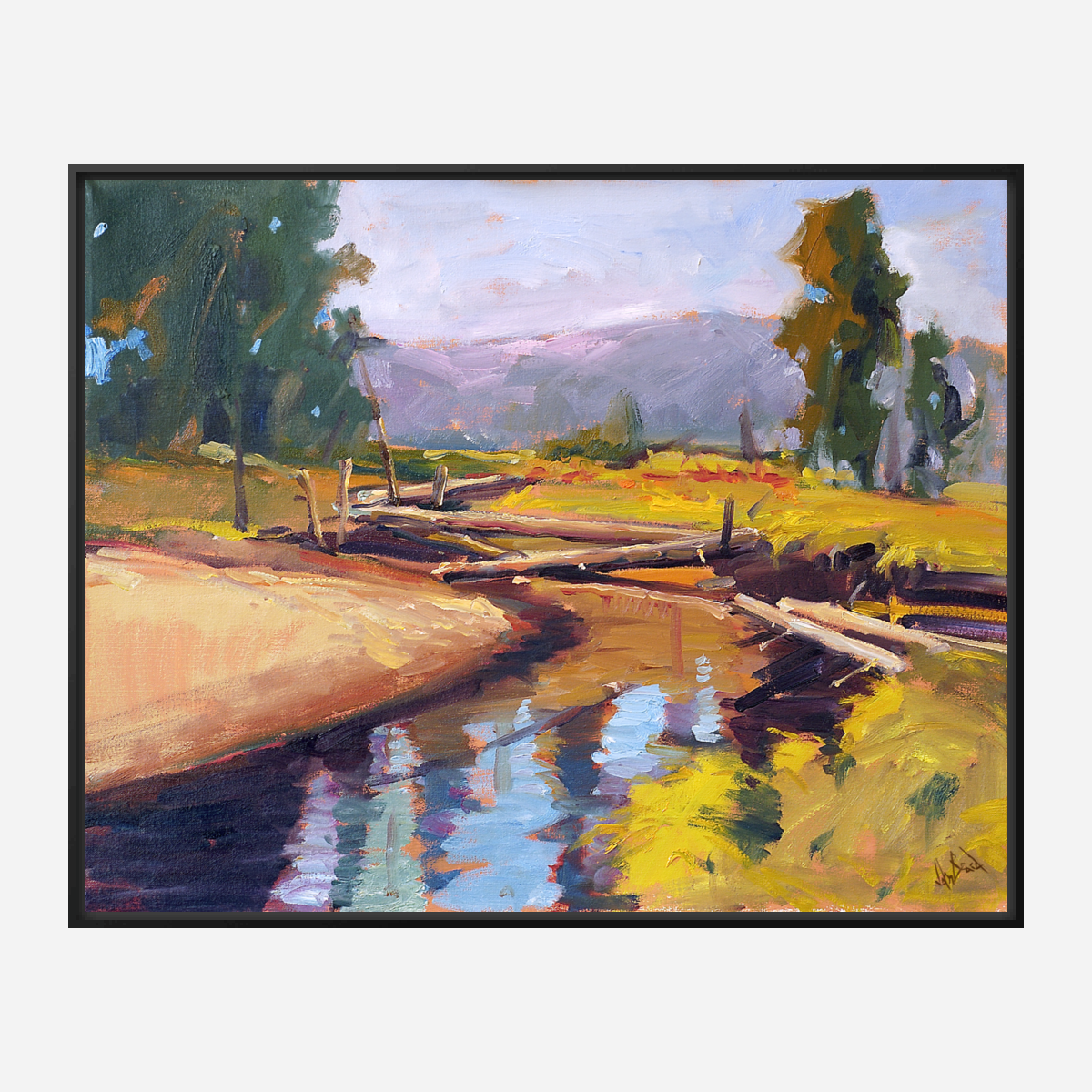 Creek Crossing Artist Enhanced Canvas Print