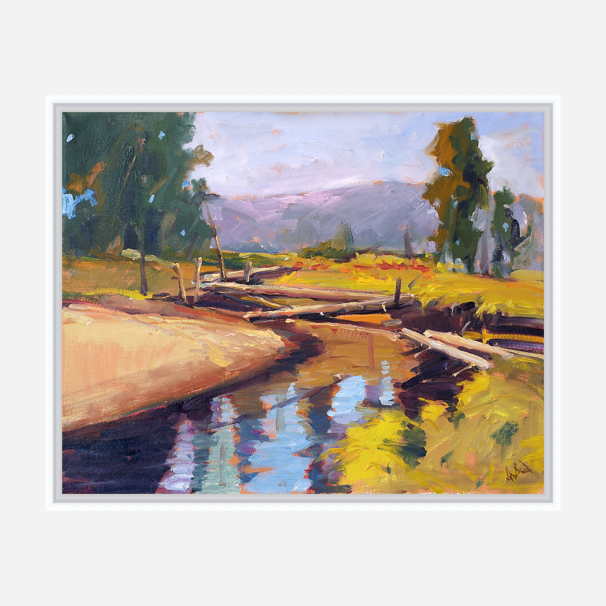 Creek Crossing Artist Enhanced Canvas Print