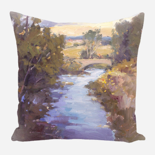 Creek with Bridge Pillow