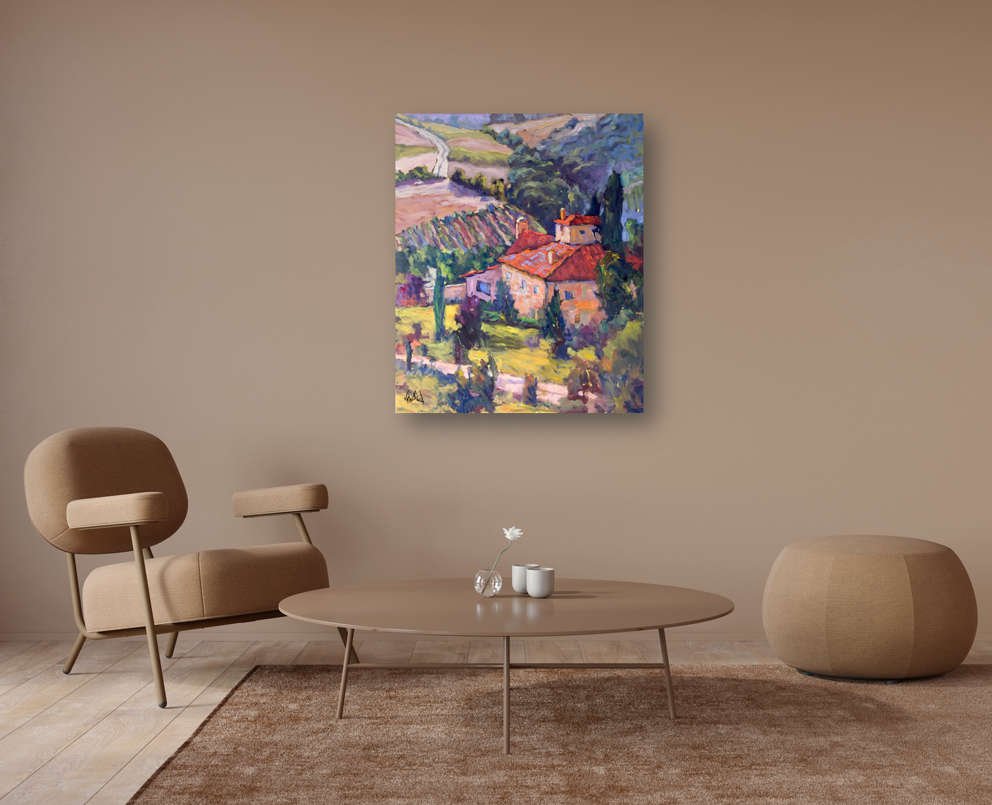 Distant Vineyard Artist Enhanced Canvas Print