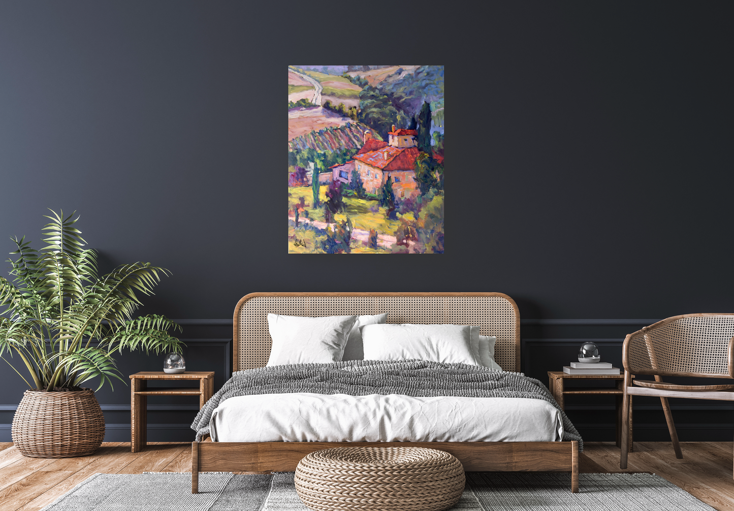 Distant Vineyard Artist Enhanced Canvas Print