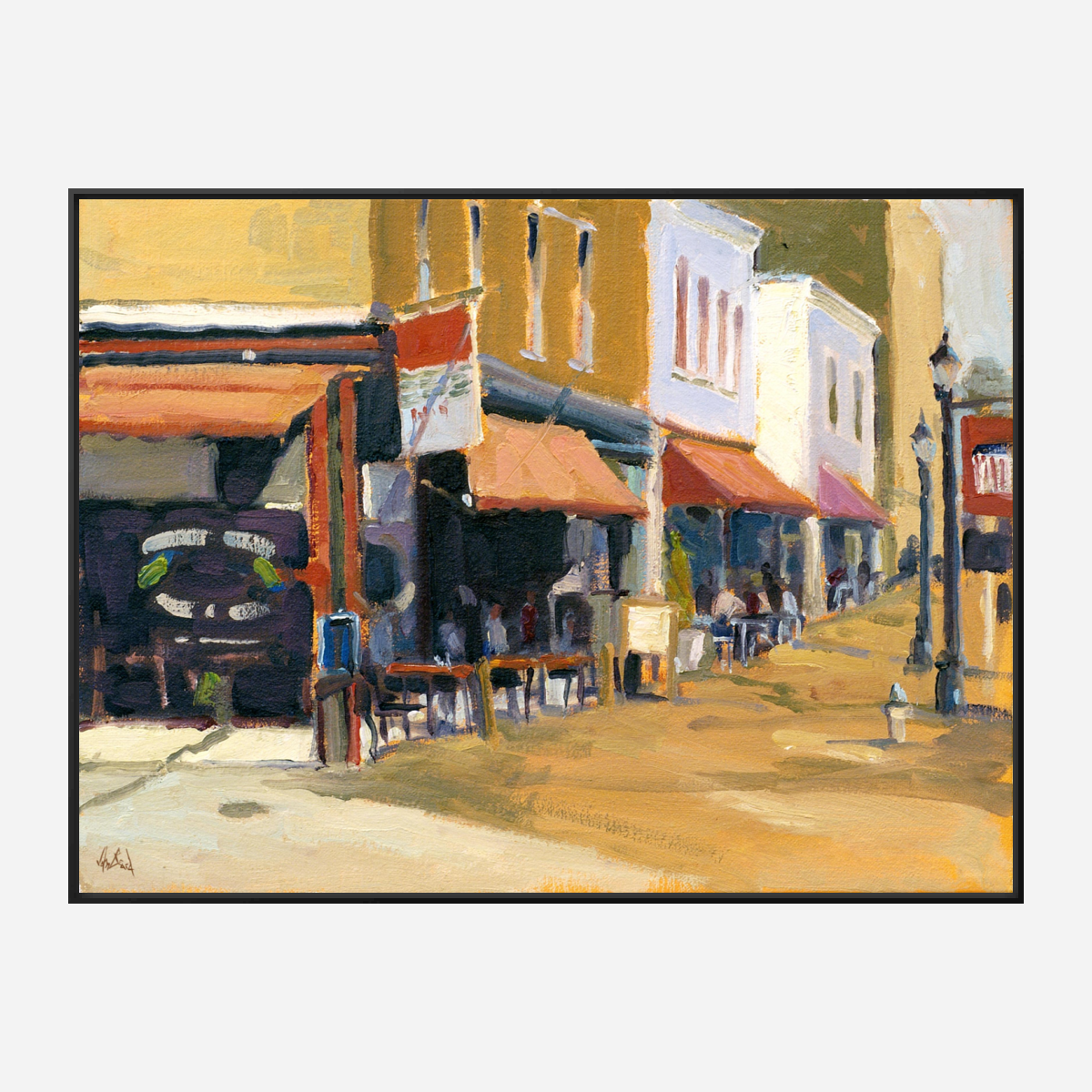 Downtown Cafe Enhanced Canvas Print