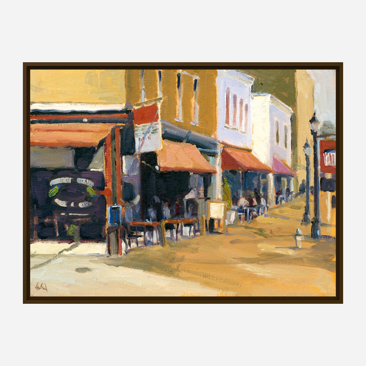 Downtown Cafe Enhanced Canvas Print