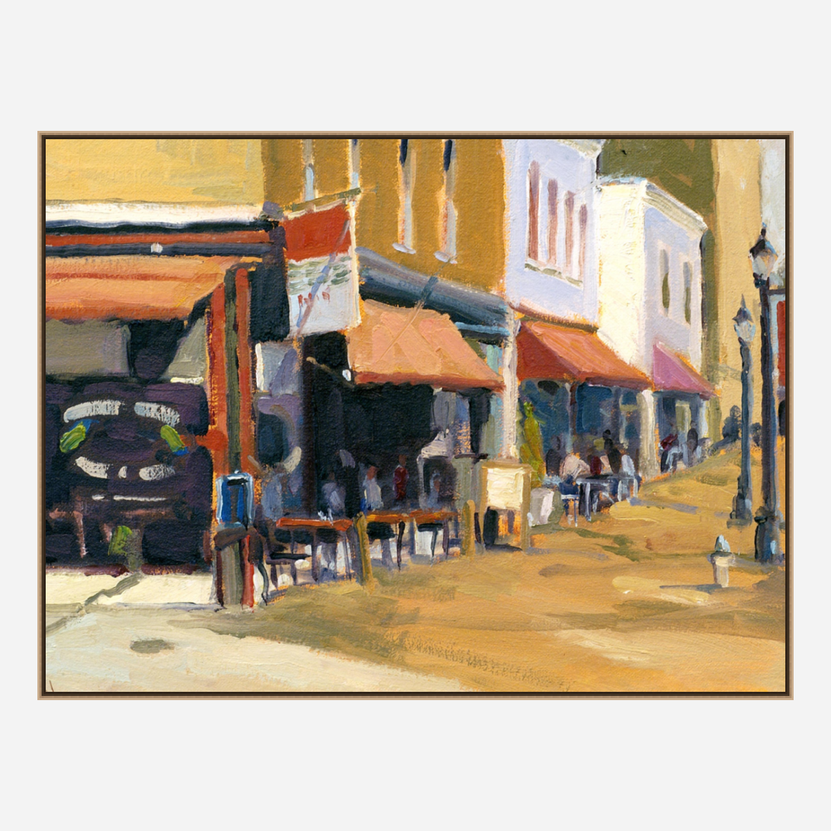 Downtown Cafe Enhanced Canvas Print