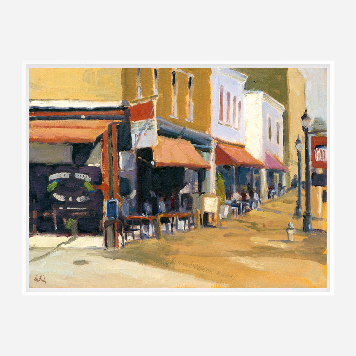 Downtown Cafe Enhanced Canvas Print