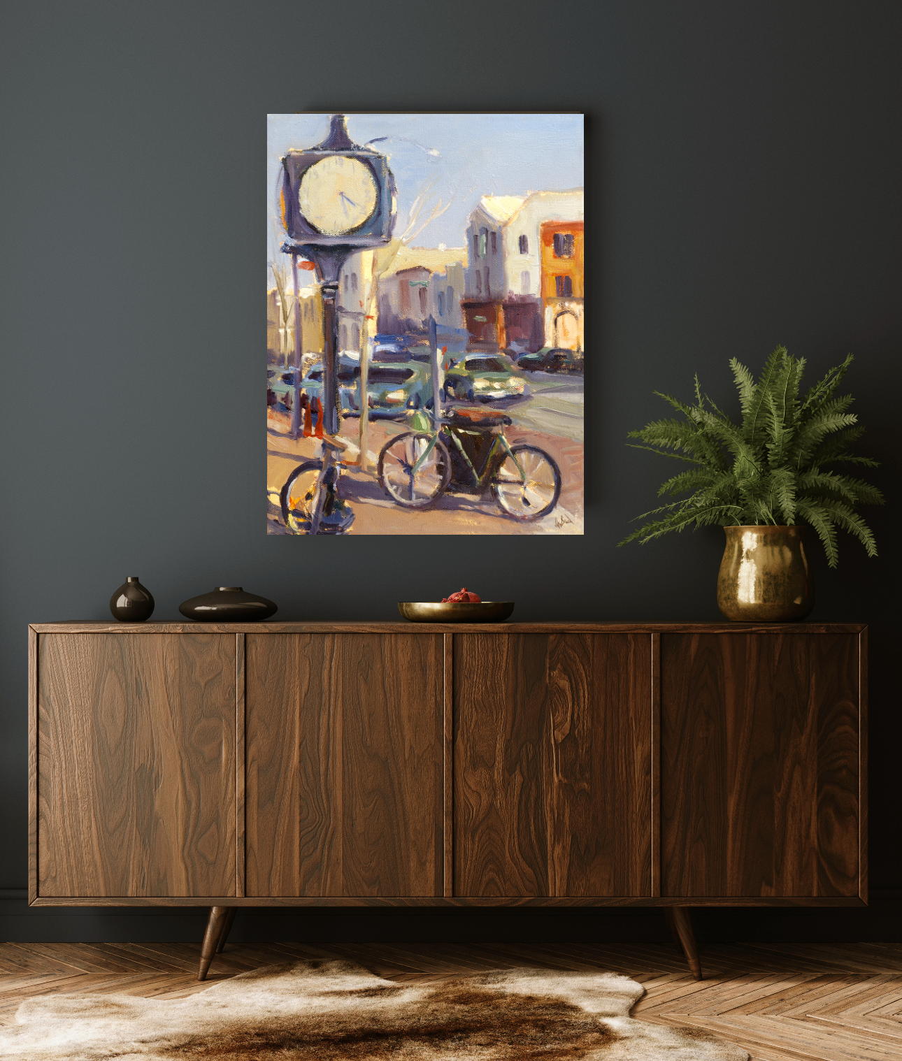 Downtown Clock Enhanced Canvas Print