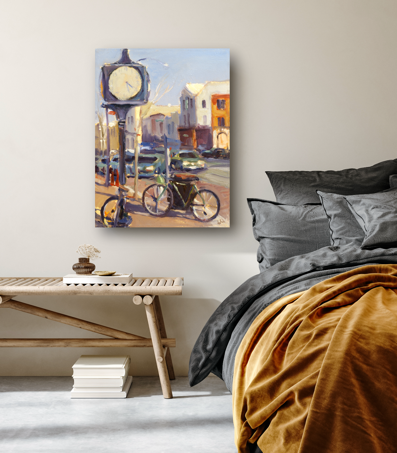 Downtown Clock Enhanced Canvas Print